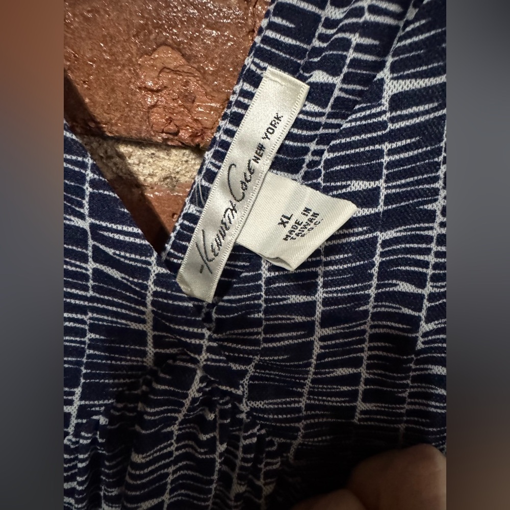 Kenneth Cole New York Navy and White Printed Mini Dress Size Extra Large - Picture 4 of 9